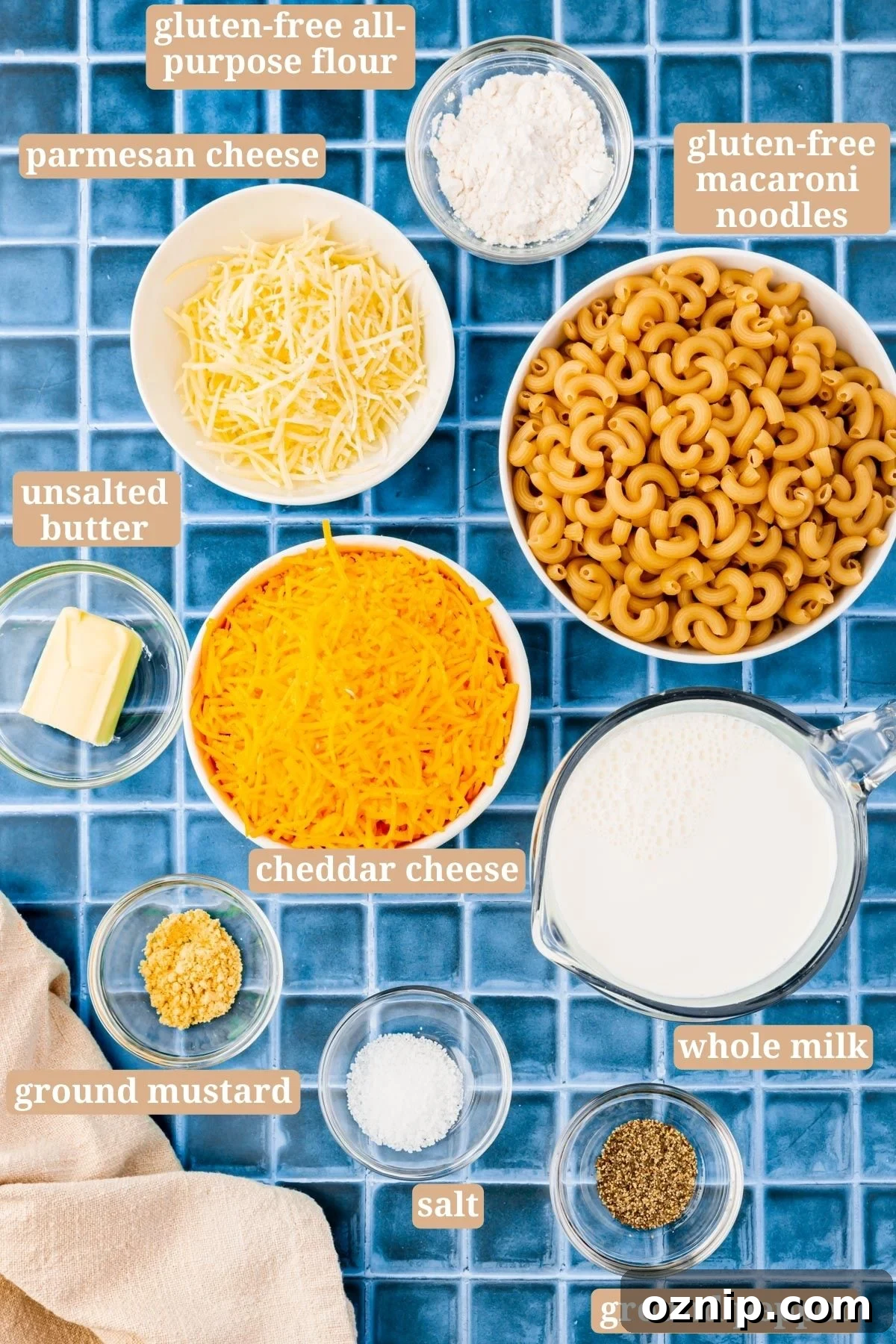 Creamy Gluten Free Mac and Cheese Recipe 3 The ingredients for making gluten-free mac and cheese.