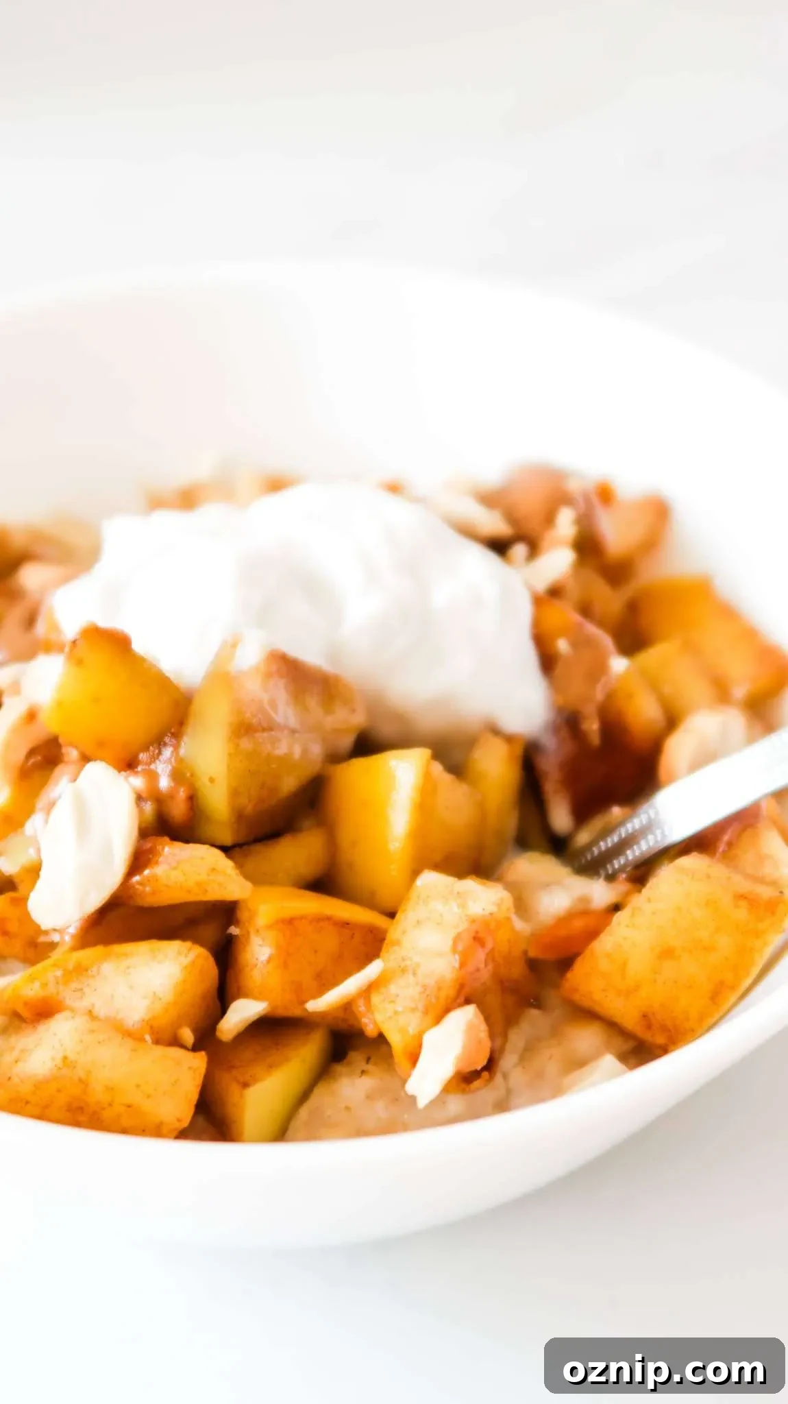 This 10-Minute Apple Pie Oatmeal Recipe is the perfect healthy breakfast idea for the cold months. Quick, easy and delicious clean eating recipe!