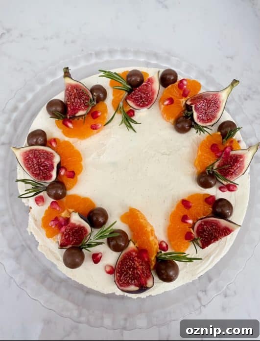 Top view of finished Christmas Cheesecake
