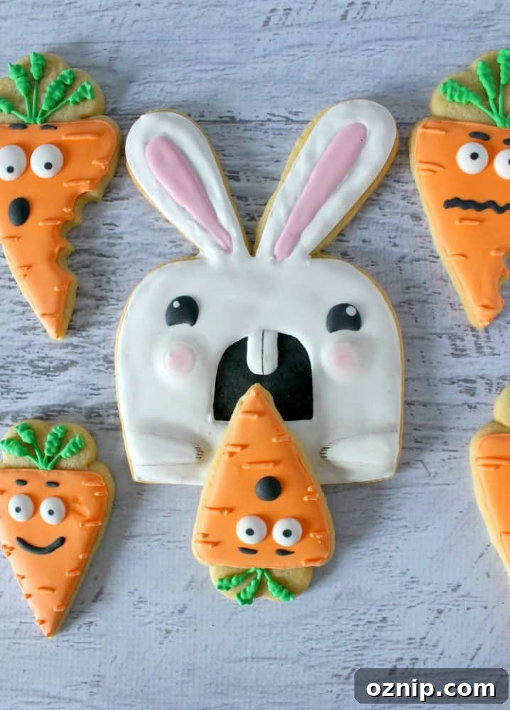 easter bunny and carrot cookies