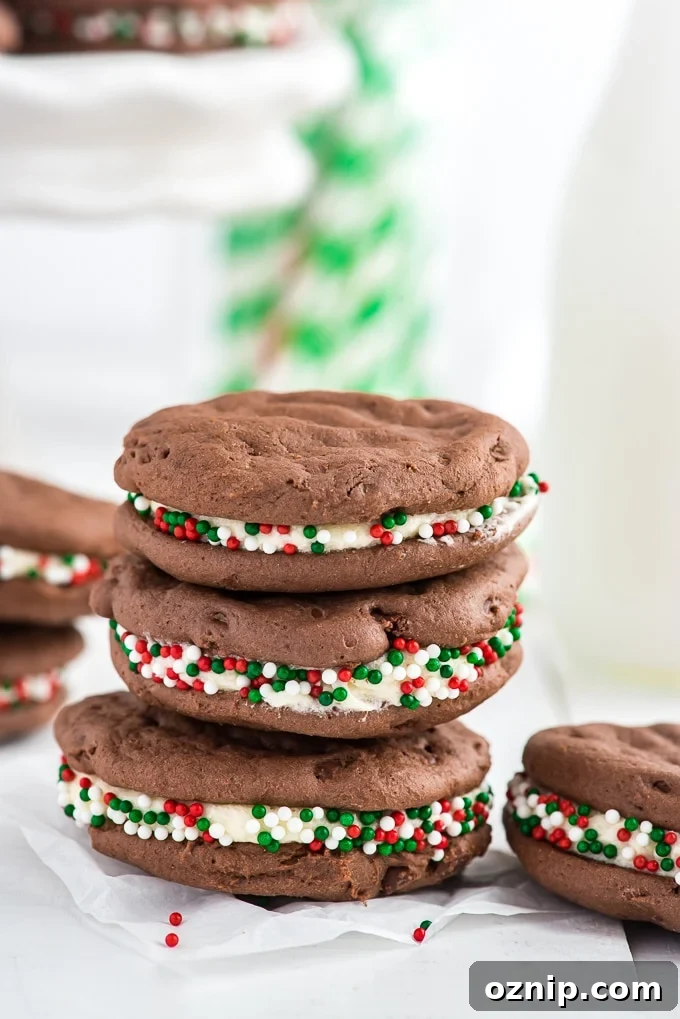 stacked chocolate sandwich cookies
