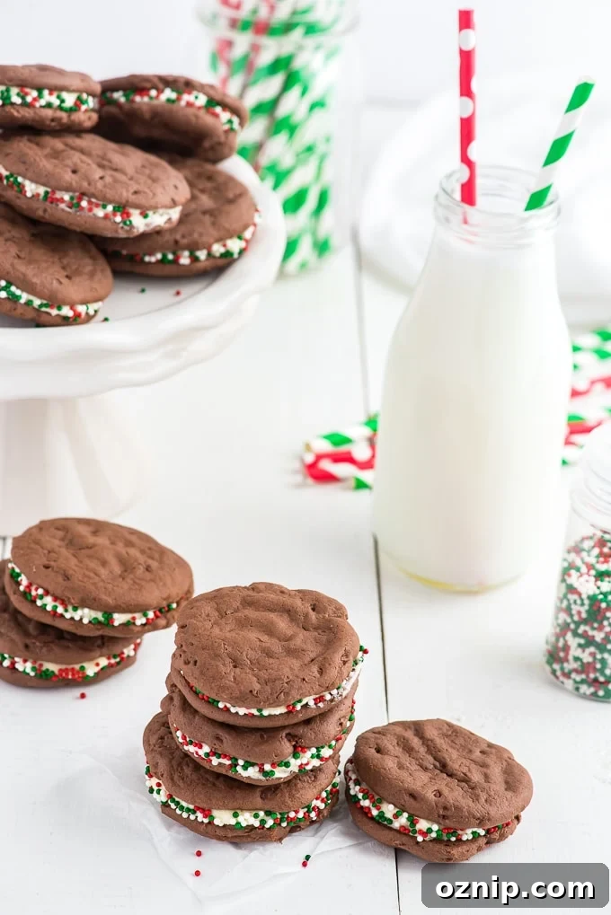chocolate sandwich cookies with milk