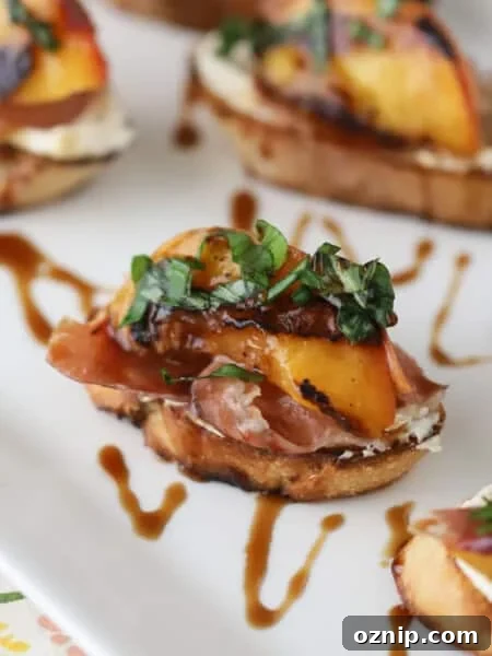 Baked Peach Pie with a Flaky Golden Crust 8 Peach crostini with sweetened cream cheese.