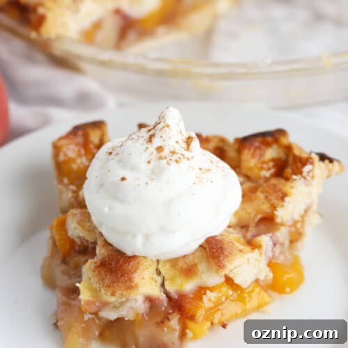 Baked Peach Pie with a Flaky Golden Crust 9 Easy homemade peach pie.