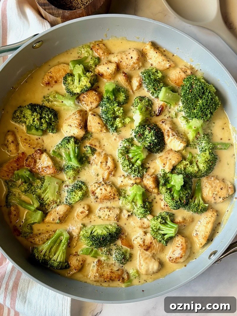 Creamy Honey Mustard Chicken with Broccoli 11 Skillet with honey mustard chicken and broccoli