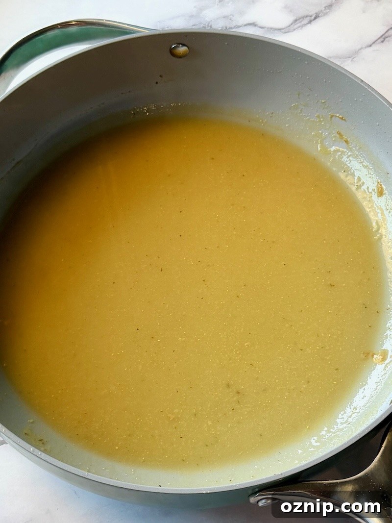 Creamy Honey Mustard Chicken with Broccoli 8 chicken broth added to the skillet and thickened