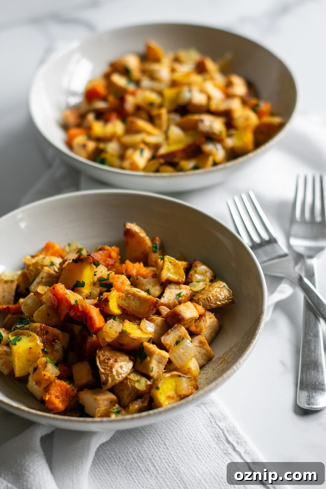 Biksemad: Traditional Danish Meat and Potato Hash Recipe 2 Potatoes and meat leftovers cooked together to make a new meal.