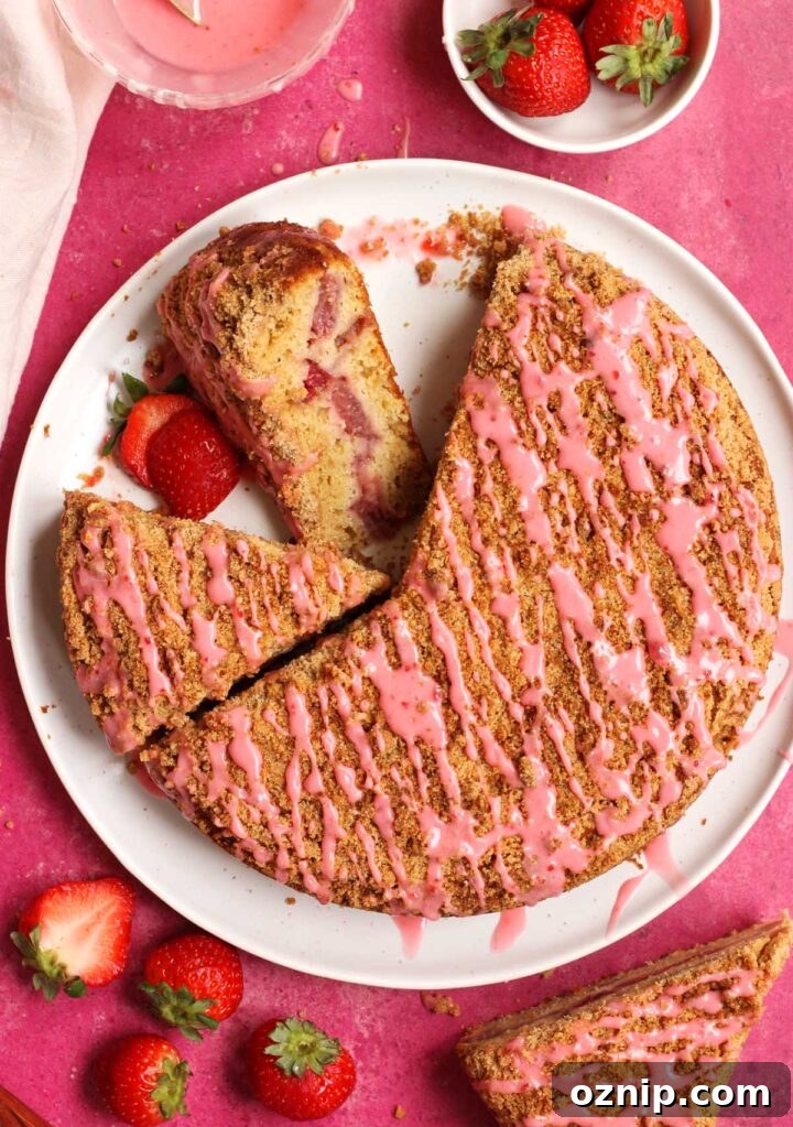 maple strawberry coffee cake sliced