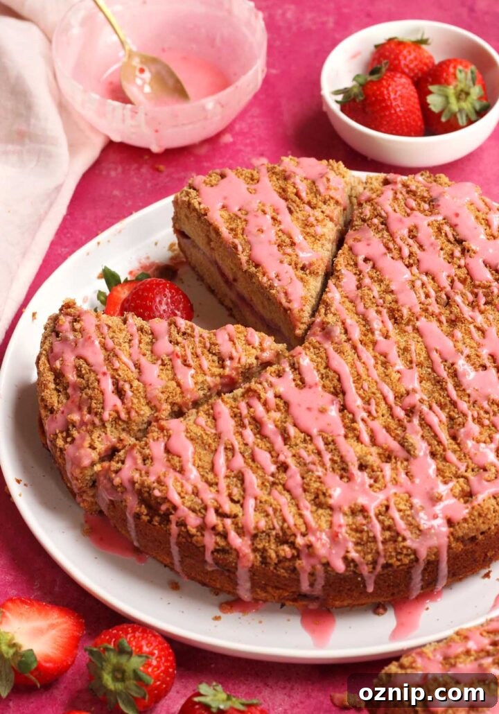 maple strawberry coffee cake sliced