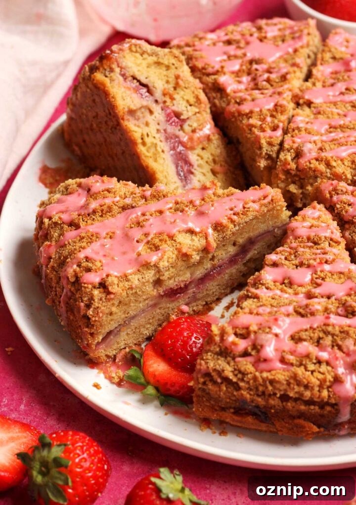 maple strawberry coffee cake sliced