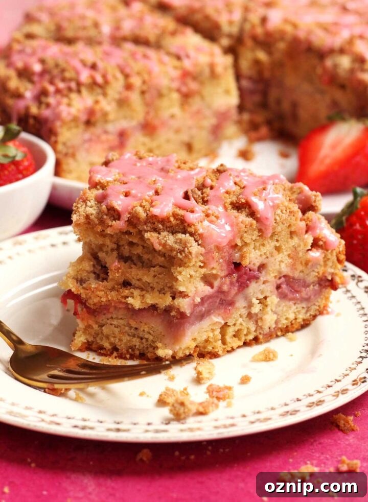 maple strawberry coffee cake with bite