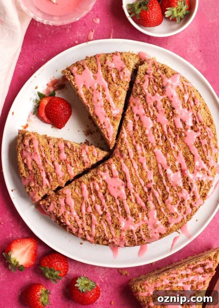 maple strawberry coffee cake sliced
