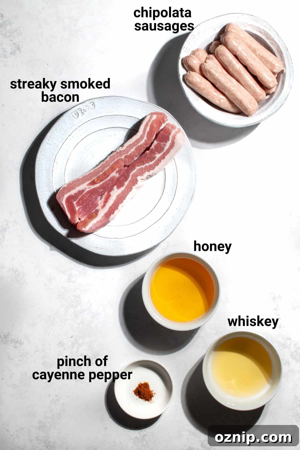 Whiskey Honey Glazed Pigs in Blankets 4 Pigs in blanket ingredients.