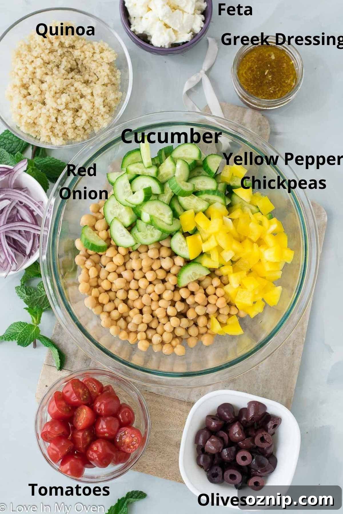 Greek Chickpea Salad with Feta and Cucumber 3 ingredients