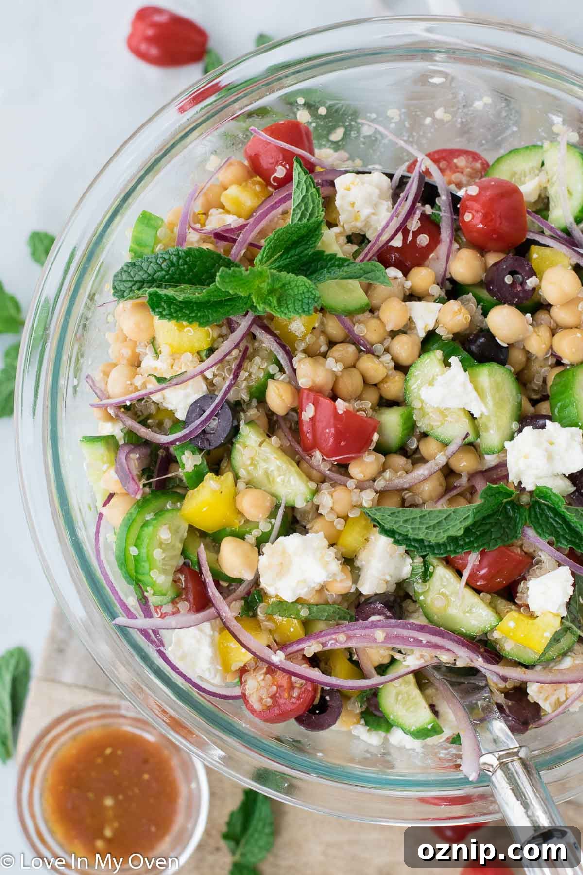 Greek Chickpea Salad with Feta and Cucumber 5 greek chickpea salad