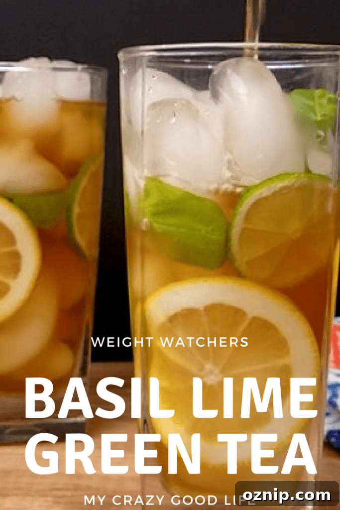 WW Instant Pot Basil Lime Green Tea served in clear glasses with lime and orange slices and lots of ice