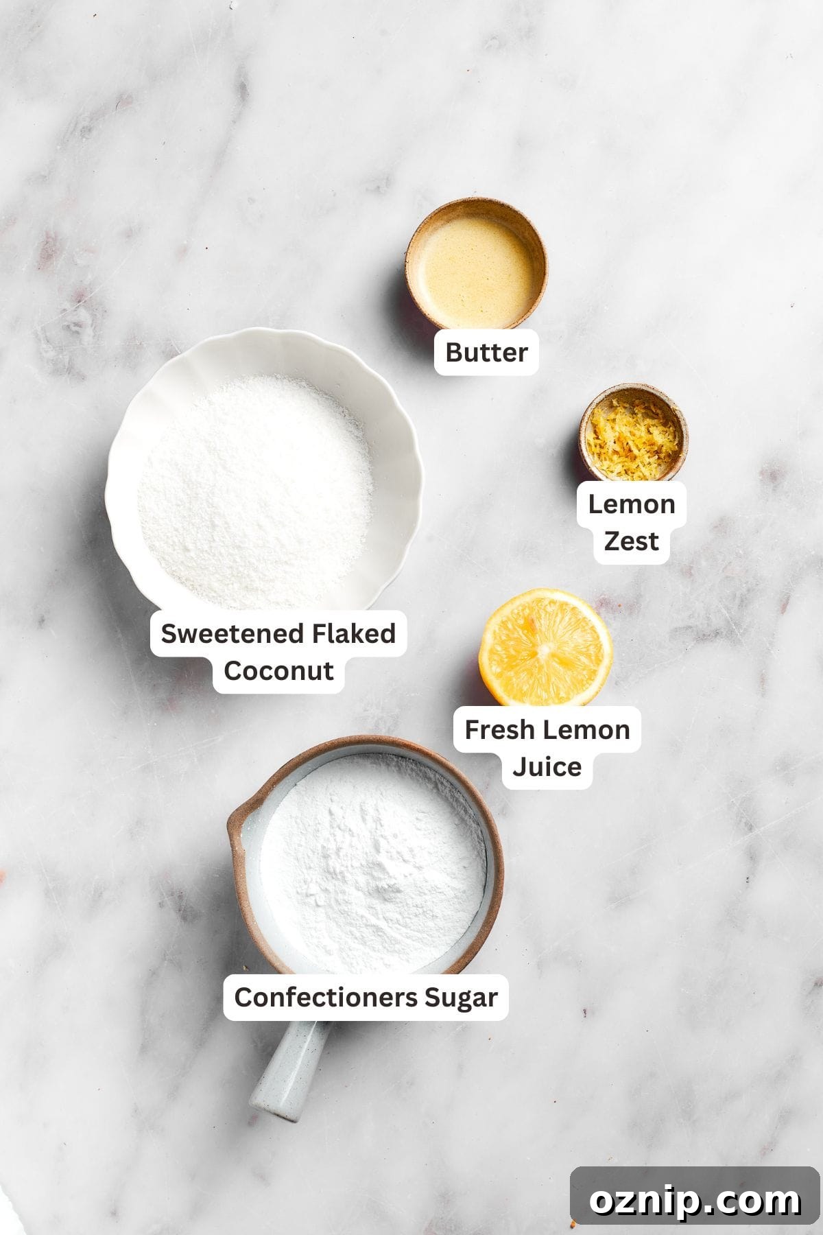 Ingredients for lemon icing.
