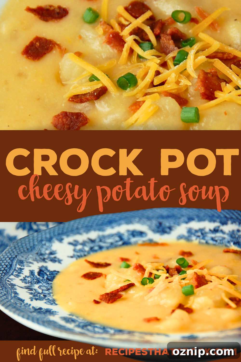 Bowl of cheesy potato soup
