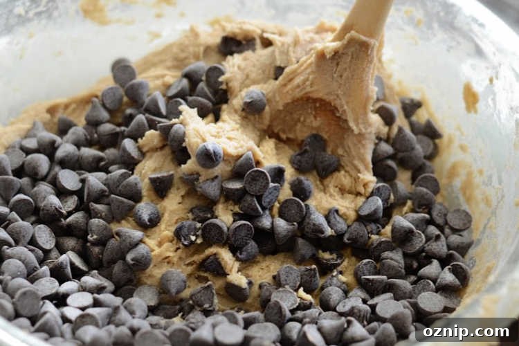 mix chocolate morsels into dough