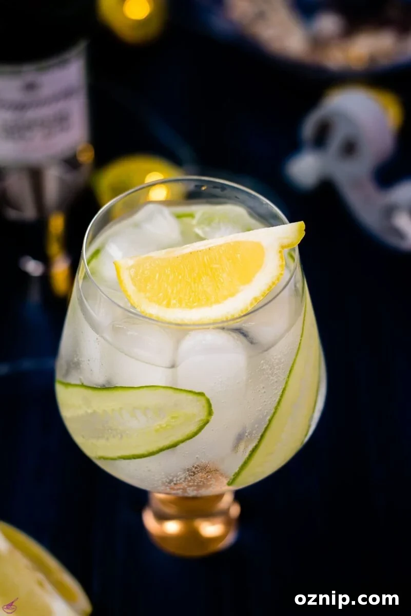 Gorgeous cucumber gin and tonic, with thinly sliced cucumber, placed on the inside of the glass. So refreshing!