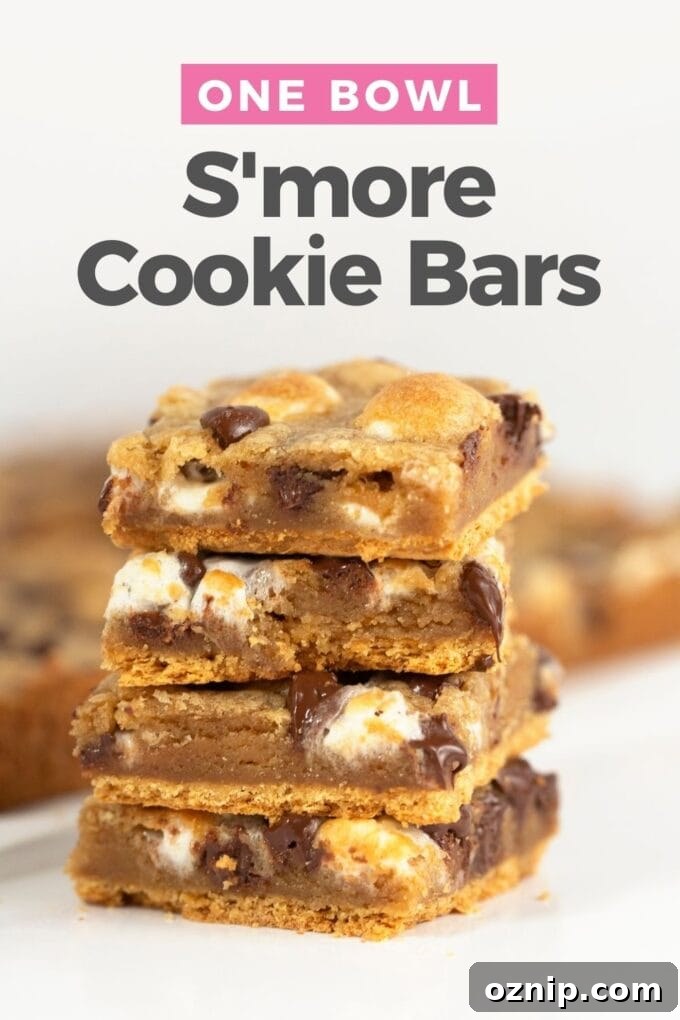 stacked s'more cookie bars squares