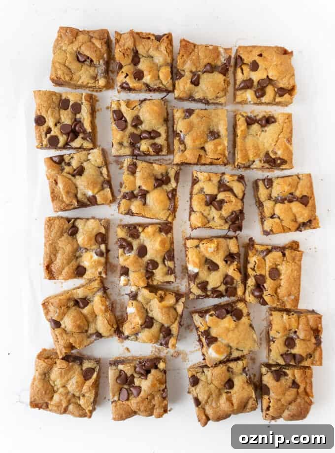 cut s'more cookie bars squares