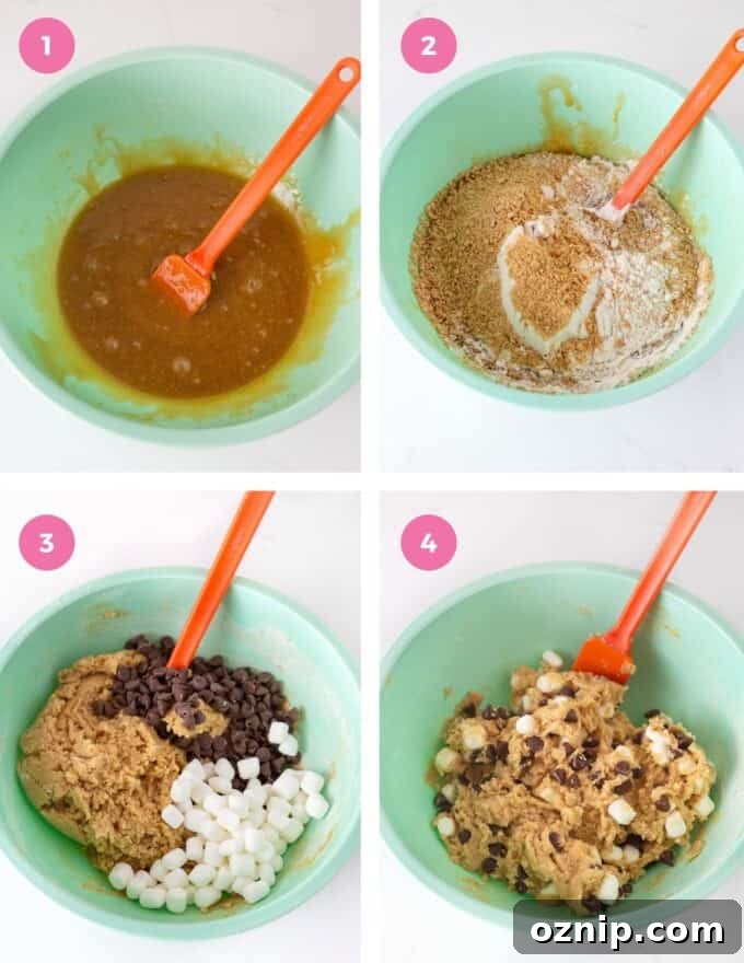 step by step photos on how to make s'more cookie bars