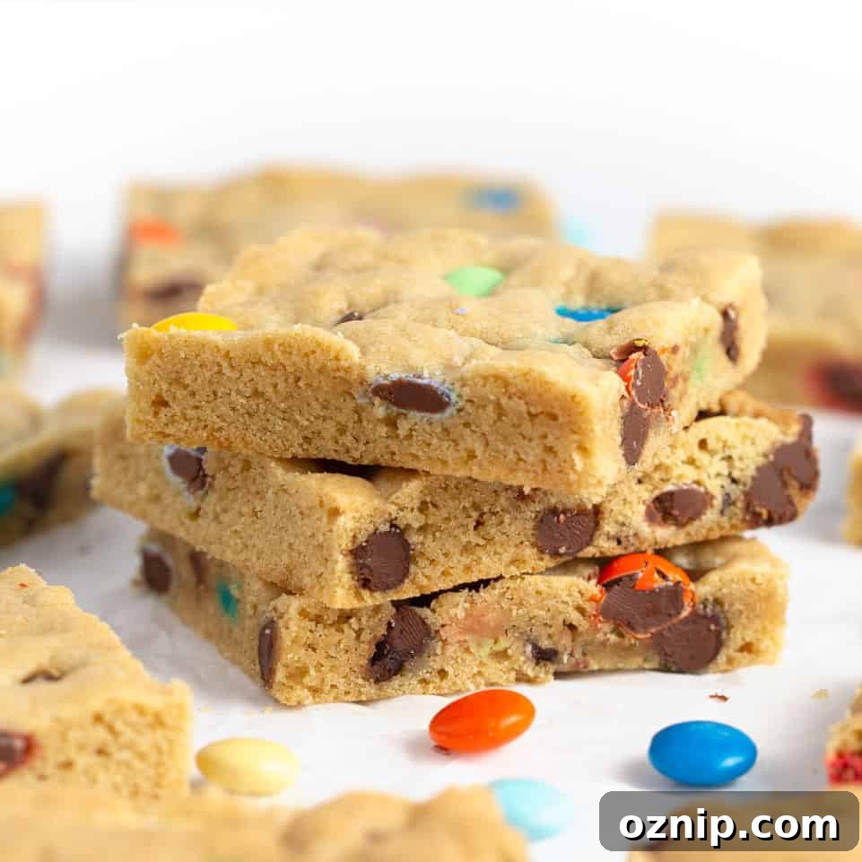 Chewy M&M Cookie Bars