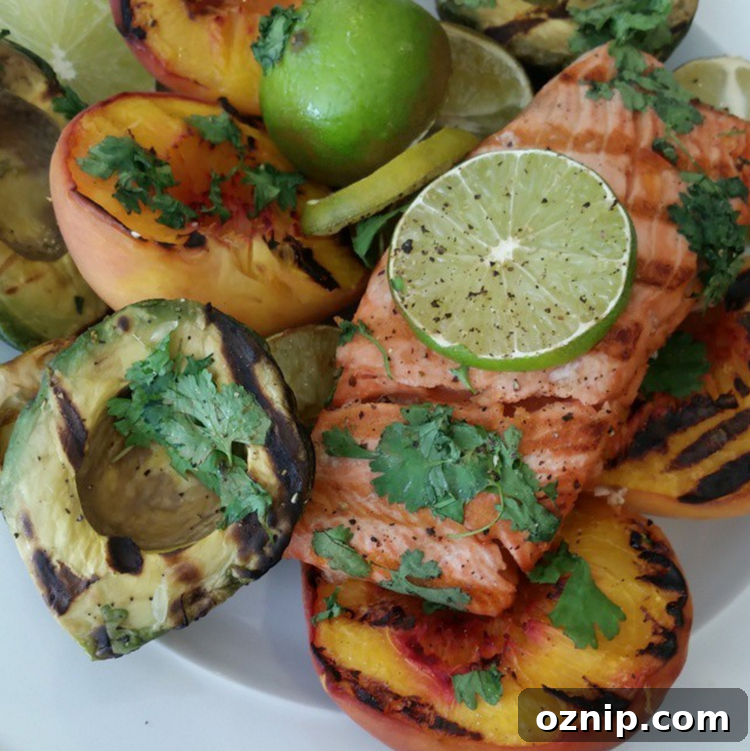 Grilled Salmon with Avocado and Peach Salsa 3 Grilled Salmon Avocados and Peaches
