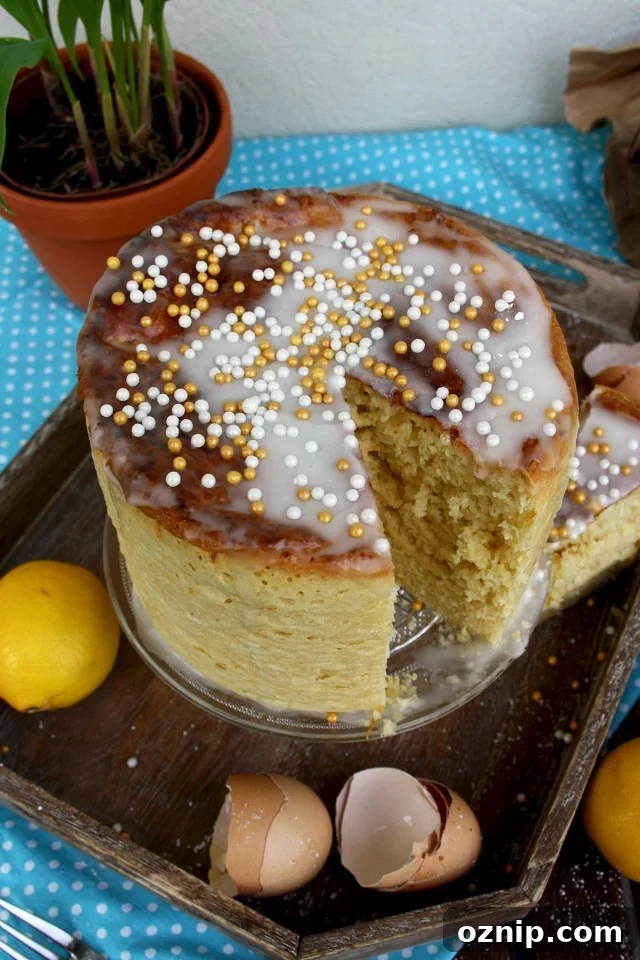 Kulich - Sweet Russian Easter Bread Missing One Delicious Piece