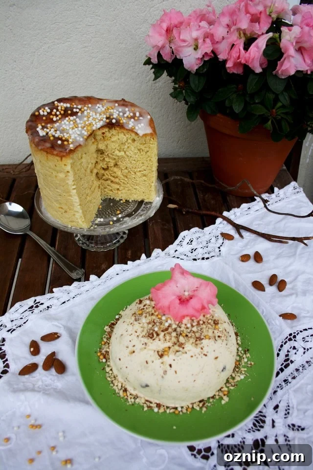 Kulich - Sweet Russian Easter Bread Composition with Flowers