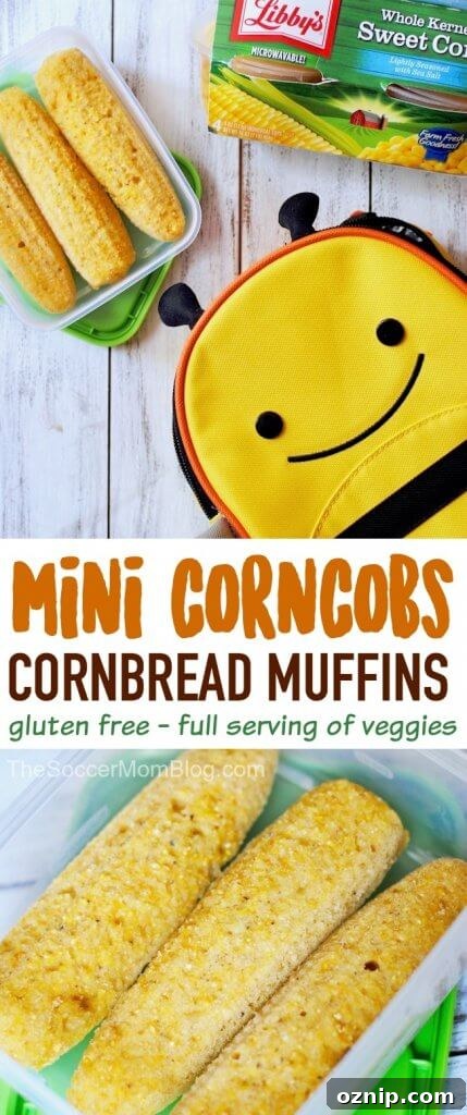 Classic Sweet Northern Style Cornbread 10 mini cornbread shaped like corncobs and a kids lunchbox
