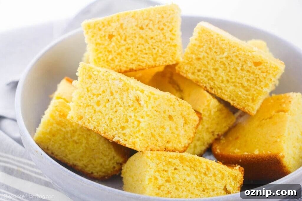 Classic Sweet Northern Style Cornbread 3 A bowl of Homemade Cornbread from scratch