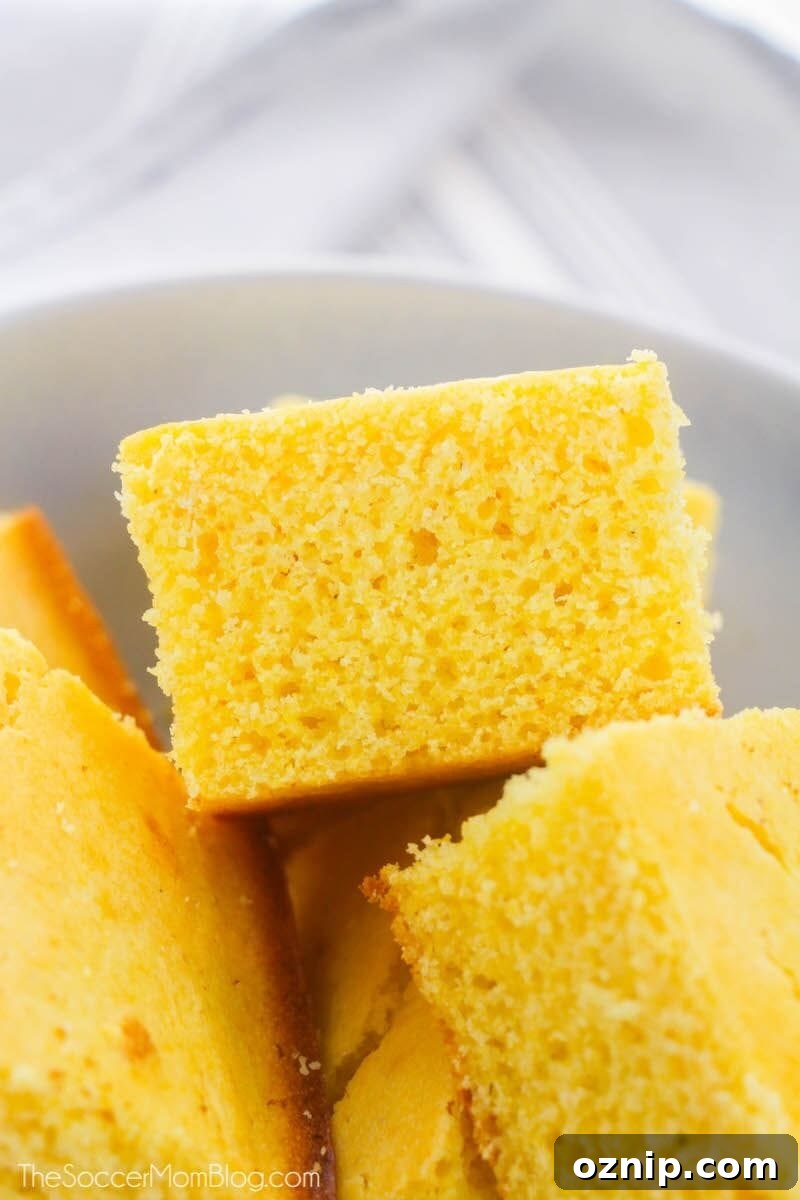 Classic Sweet Northern Style Cornbread 4 Northern cornbread: thick and dense, golden color