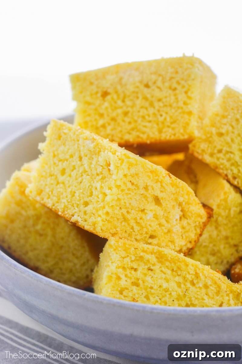 Classic Sweet Northern Style Cornbread 6 bowl of cornbread squares