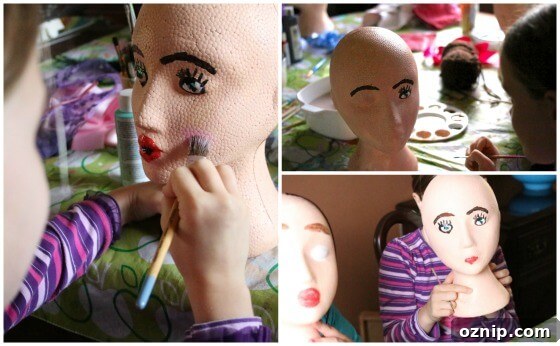 Styrofoam Head Self Portrait Art Project for Kids 9 Painting faces on styrofoam heads