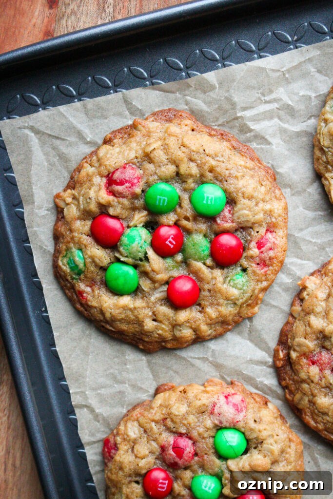 Christmas M&M Oatmeal Cookies