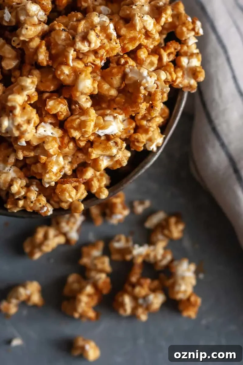 Freshly made chai caramel corn ready for serving