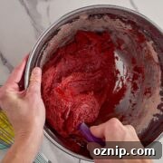 Chewy Red Velvet Cake Mix Cookies Recipe 16 Mixing the red velvet cake cookies.