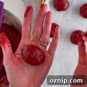 Chewy Red Velvet Cake Mix Cookies Recipe 17 Rolling the dough into a ball.