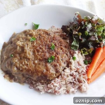 Salisbury steak on a plate with gravy