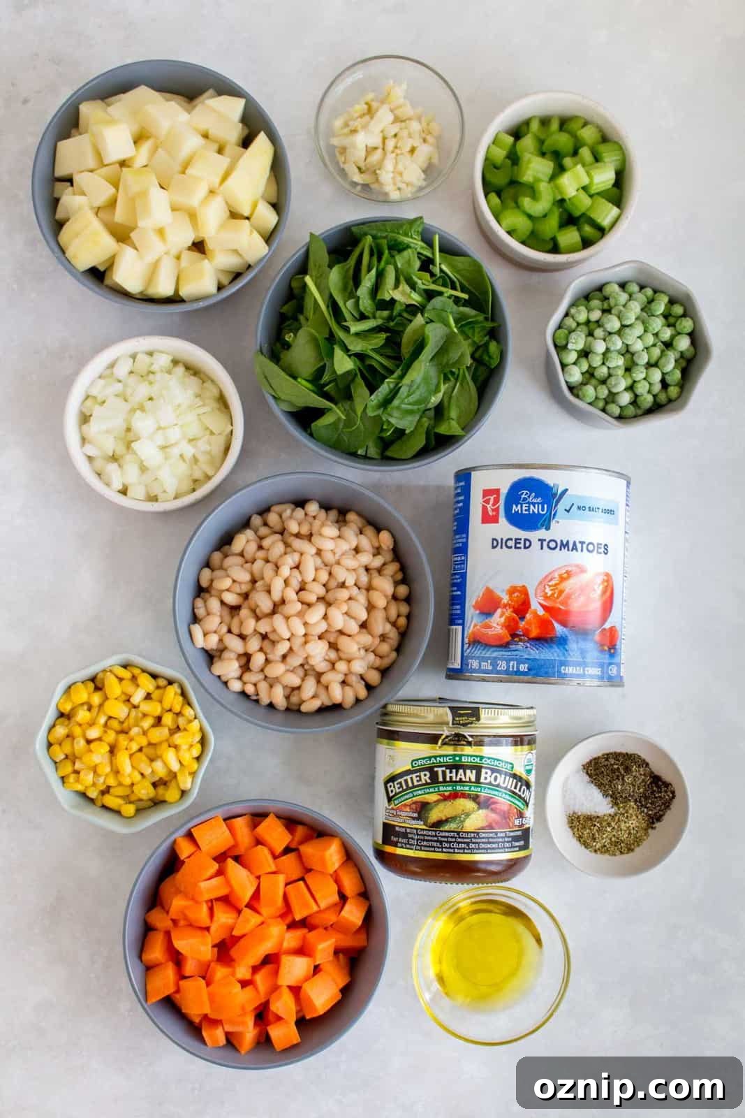 Ingredients needed to make instant pot vegetable soup.