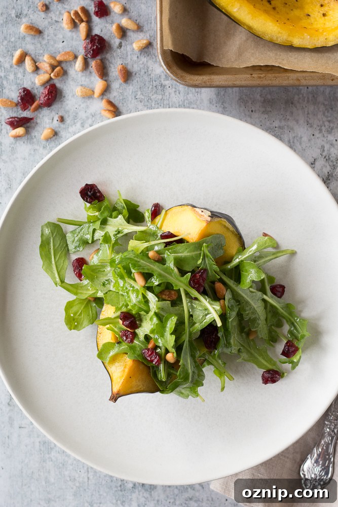 Plant-Based Thanksgiving Sides Your Guests Will Love 7 Roasted Squash & Arugula Salad by Flora & Vino