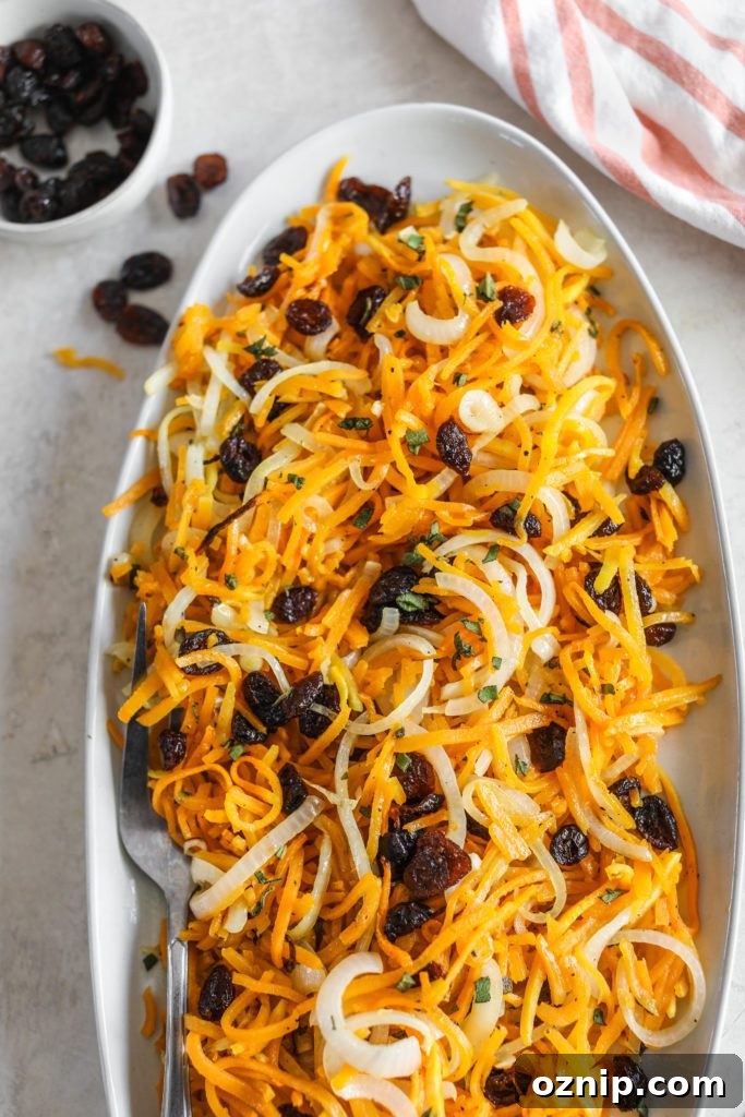 Plant-Based Thanksgiving Sides Your Guests Will Love 8 Butternut Squash Noodle Cranberry Salad by Flora & Vino