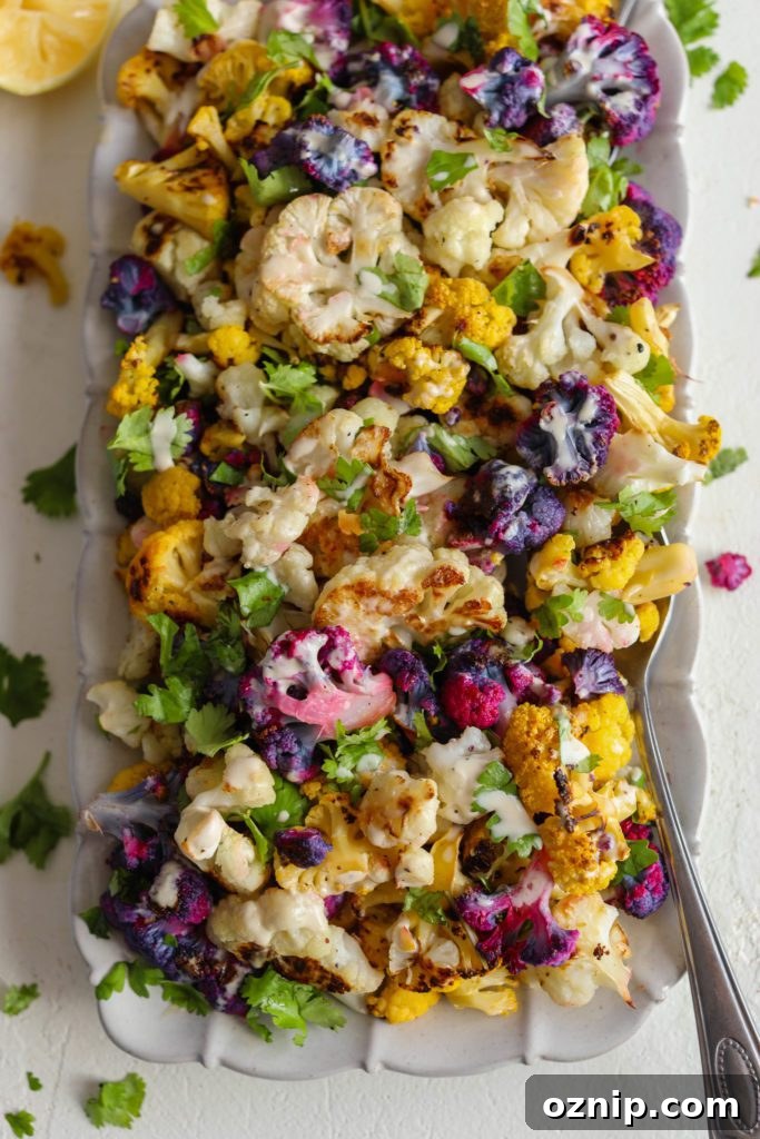 Plant-Based Thanksgiving Sides Your Guests Will Love 9 Tri-Colored Roasted Cauliflower Salad by Flora & Vino