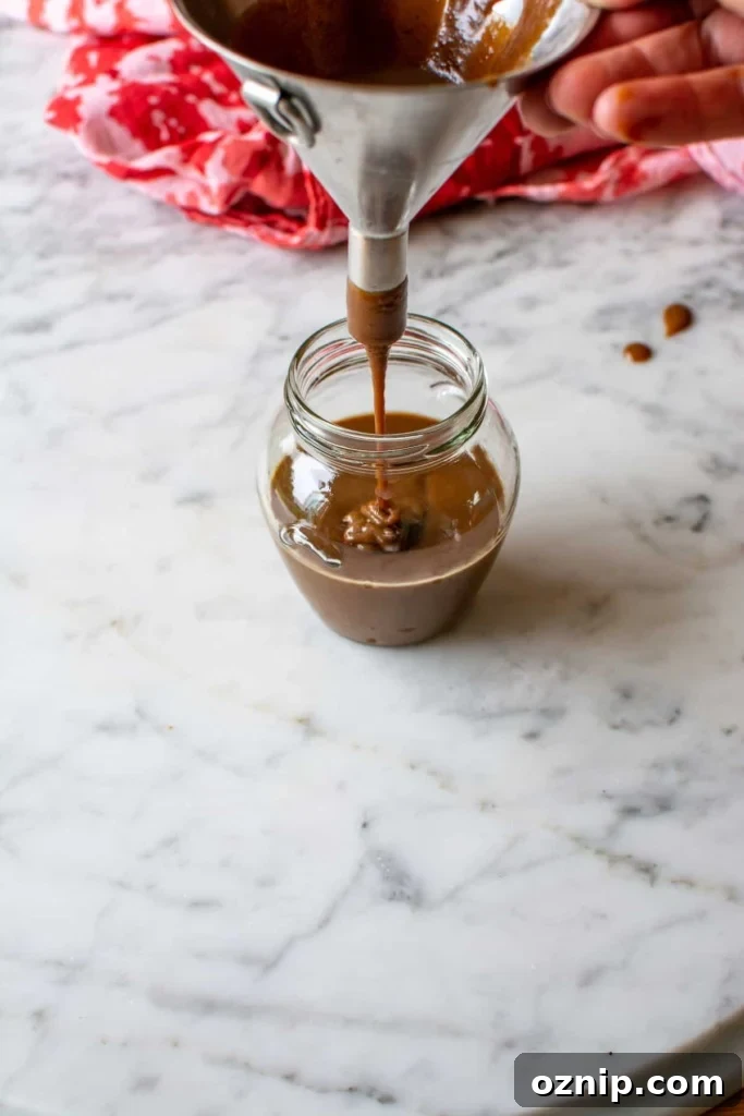 Golden goat milk caramel sauce simmering