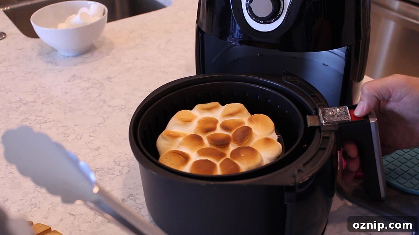 toasted marshmallows on candied yams in an air fryer