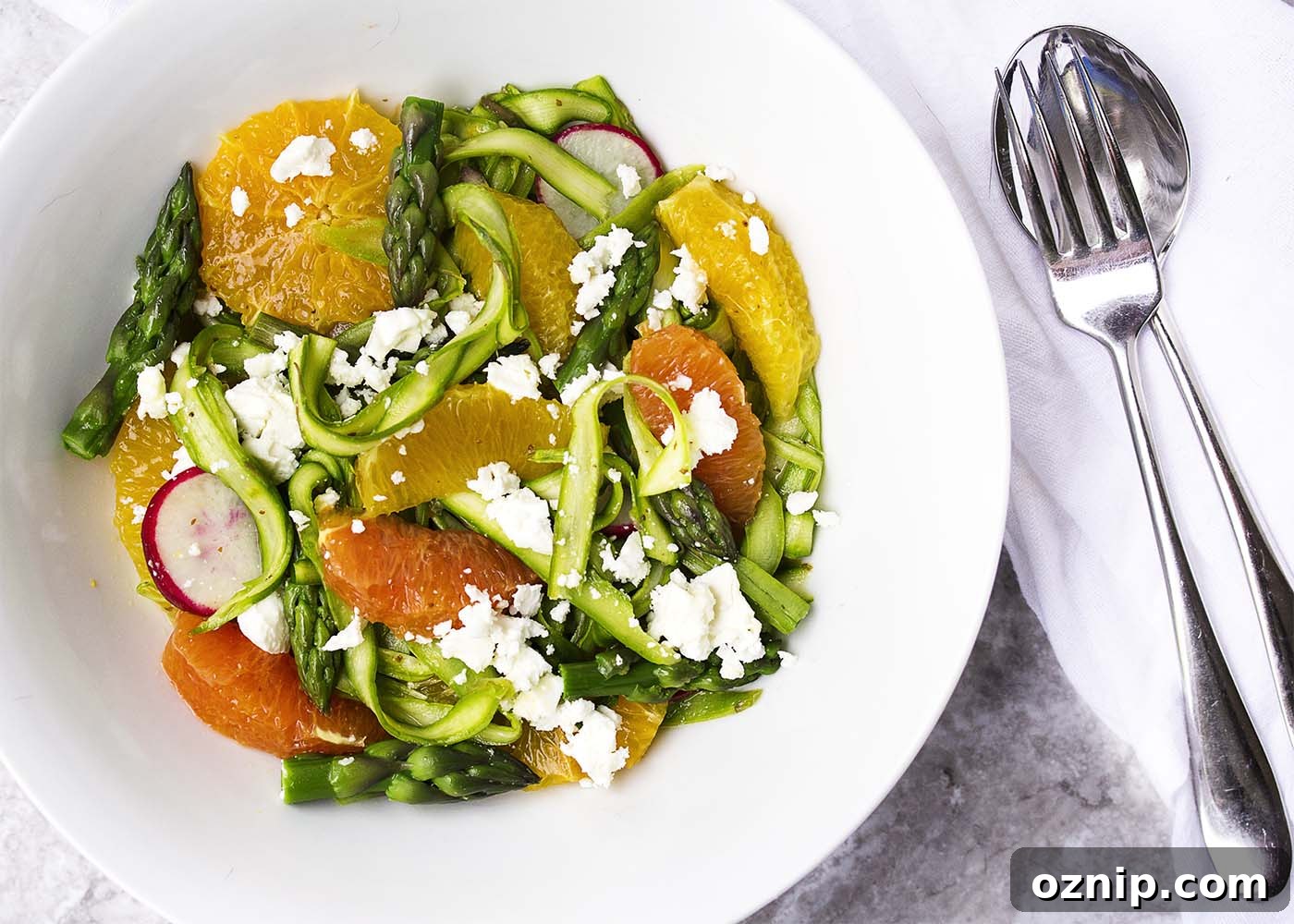Shaved Asparagus and Orange Salad close-up
