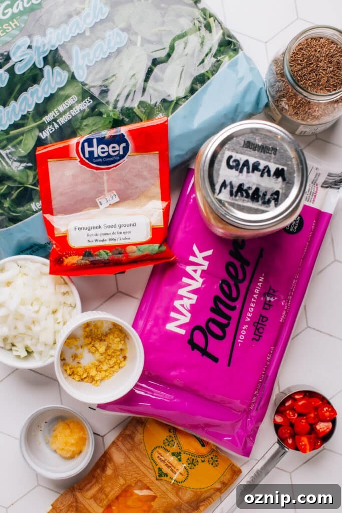Palak Paneer Ingredients