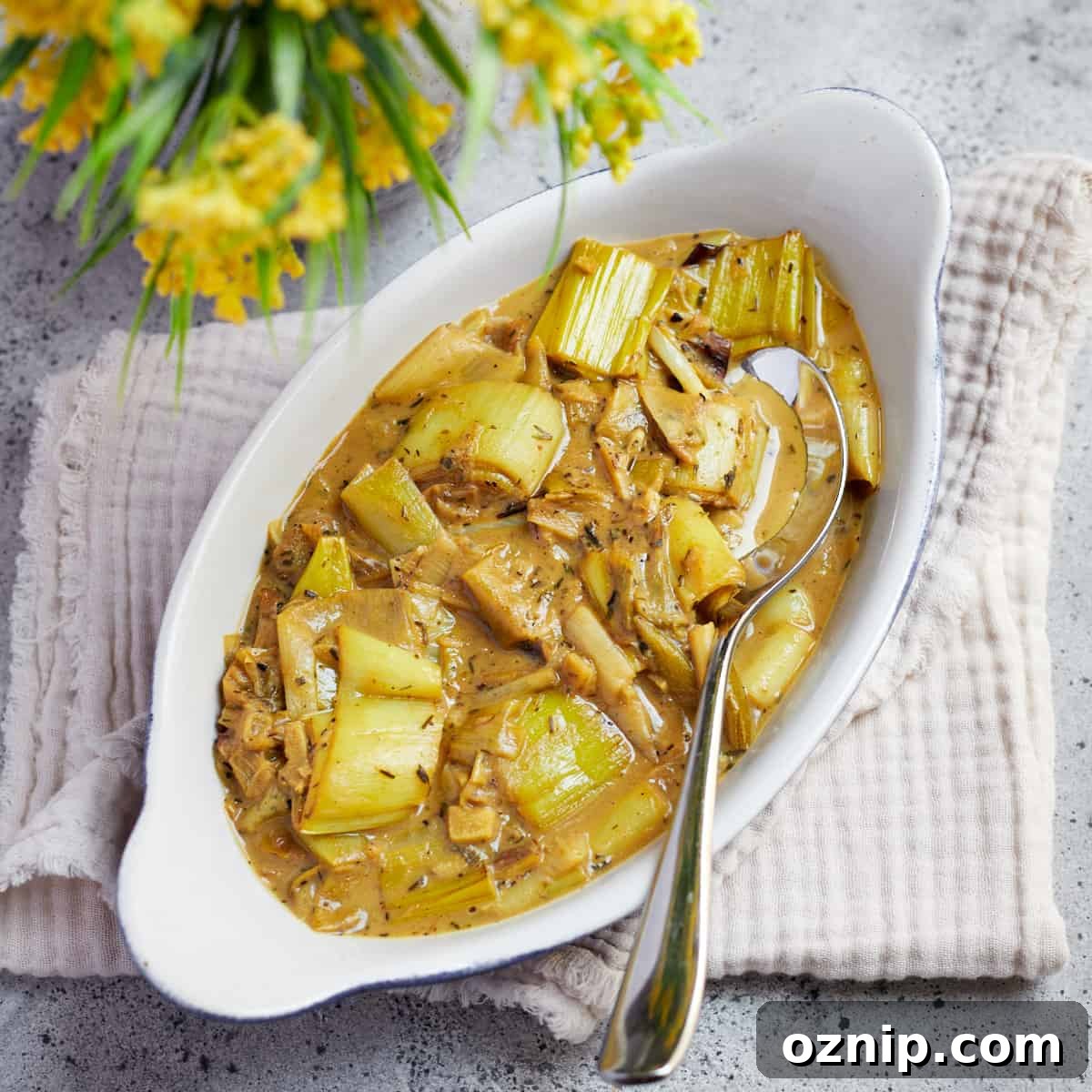 Braised leeks